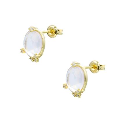 China CLASSIC Luxury S925 14k Sterling Silver Gold Plated Crystal Drop Earrings Woman for sale