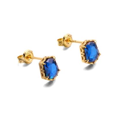 China CLASSIC Fashion Trend Sapphire Zircon Stud Earrings 14K Gold Plated S925 Sterling Silver Stud Earrings Women for sale