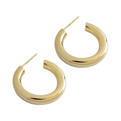 China CLASSIC Simple Plated Gold Circle Earrings S925 Sterling Silver Earring For Women for sale