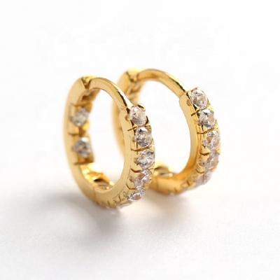 China TRENDY Simple Gold Plated 925 CZ Hoop Earrings For Girls for sale