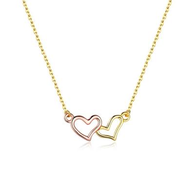 China CLASSIC Saimini 925 Sterling Silver Double Heart Necklace Women Jewelry for sale