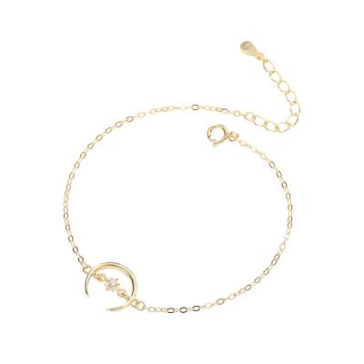 China CLASSIC Gold Plated 925 Sterling Silver Moon Stars Bracelet for sale