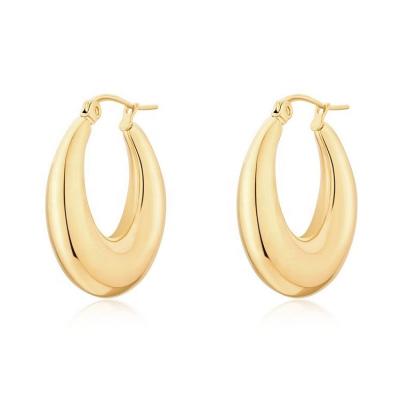 China Trendy Stainless Steel Medium Gold Trendy Gold Teardrop Circle Chunky Hollow Earring for sale