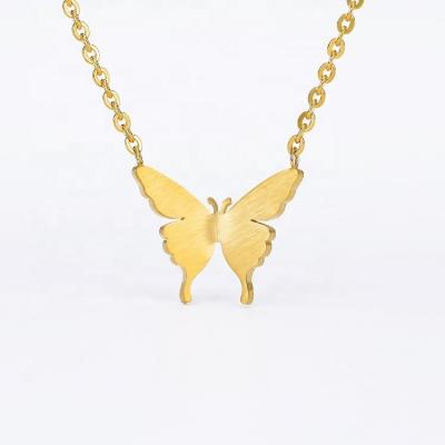 China TRENDY Simple Stainless Steel Gold Plated Butterfly Necklace For Women for sale