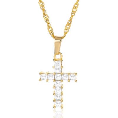 China FASHIONABLE Jewelry Stainless Diamond Faith Cross Necklace for sale