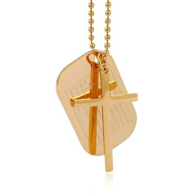 China TRENDY Stainless Steel 18K Gold Plated Cross Chains Mens Pendant Necklace for sale