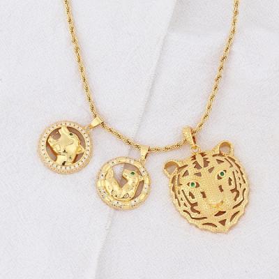 China FASHIONABLE Wholesale Gold Men Pendant Tiger Gold Plated Copper Necklaces for sale