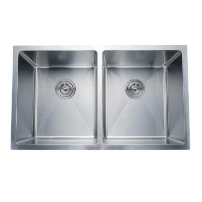 China Without Faucet 304 Stainless Steel Sink Welded Double Bowl Handmade Kitchen Sink for sale