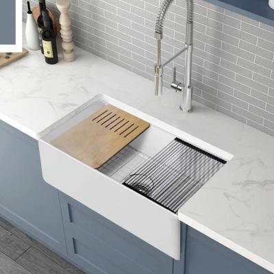 China Faucetless 33 Inch Single Bowl Fireclay Farmhouse Sink Embedded Kitchen Sinks for sale