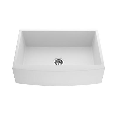 China Without Faucet American Standard Under Mount Apron Single Bowl Quartz Kitchen Sink In White for sale