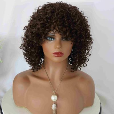 China Curly Lace Wigs Pixie Cut Wigs Short Kinky Curl High Quality Machine Made Synthetic Hair Cheap Kinky Curly Wig No With Bangs For Women for sale