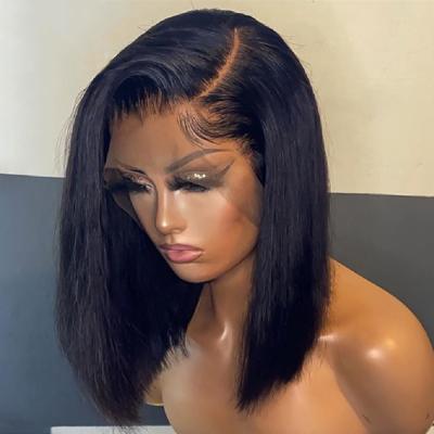 China Wholesale Lace Front Wig Yaki Straight Wig Short 13X4 Yaki Pre-Plucked 100% Lace Front Human Hair Wigs For Black Women Brazilian for sale