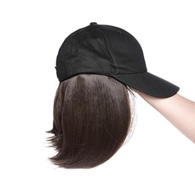 China Separable Bob Hair Short Straight Bob Hair Extensions Baseball Cap Wig Hairstyle Wig For Woman Lady Girl for sale