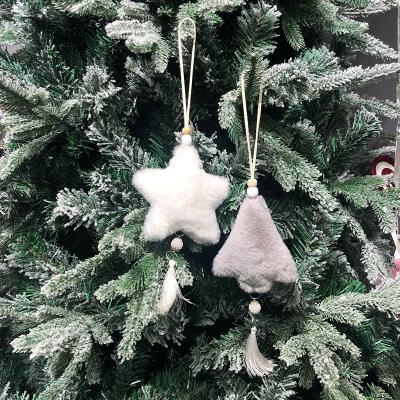 China 2021 Christmas World Gift Plush Fabric Christmas Tree Decoration Acrylic Tassel Bead Whole Ball Pendant for sale