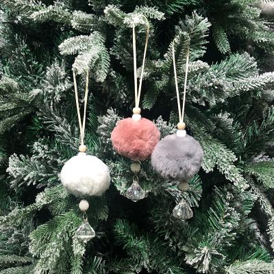 China Christmas World Christmas Tree Decorations Whole Plush Fabric Acrylic Crystal Pendant 2021 New Year Gift for sale