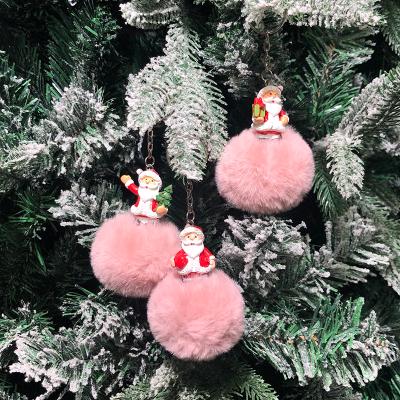 China 2021 Christmas New Santa Resin Whole Ball Plush Christmas Decoration New Year Holiday Pendant Children's World Party Gifts for sale