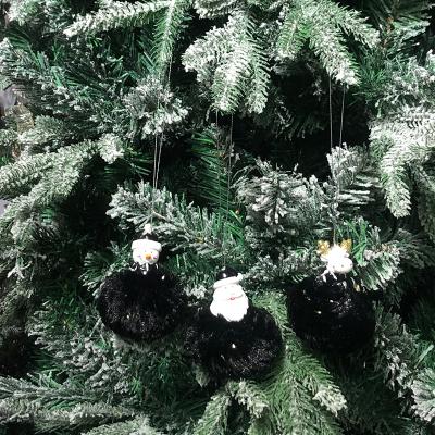 China 2021 Christmas World Elk Snowman Party Decoration Whole Black Plush Ball Resin Children's Holiday New Year's Gift for sale