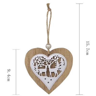 China China Christmas Bow Decoration Life Elks Iron Wood Pendant Home Art for sale