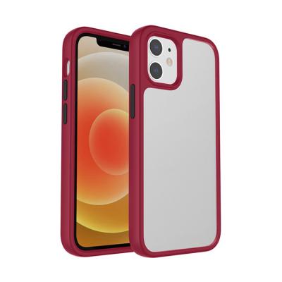 China Anti-drop For iphone 11 12 Phone Case Frosted Hard PC Back 2 In 1 Matte Anti Shock TPU Hybrid Side Back Cover for sale