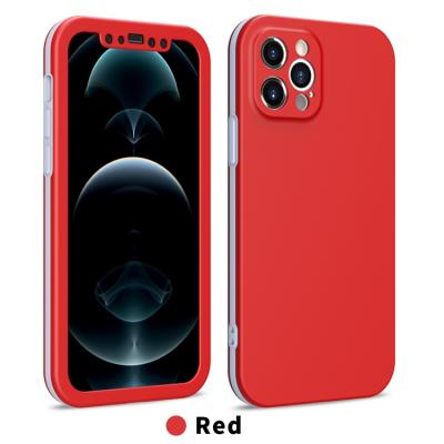 China Newest Design Anti-fall 2 Pieces Soft View Contrast Hard PC TPU 3 Colors 360 Full Protection Case For iPhone 12 Pro Max for sale