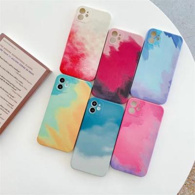 China Watercolor Matte Water Transfer Shockproof Anti-fall Phone Case Protect Cover For iPhone 13 12 11 7 8 Plus Mini Xs Xr 12 Pro Max for sale