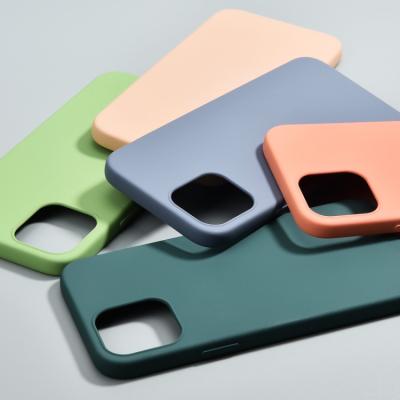 China Wholesale Baby Skin Feeling Silicone Material Soft Liquid Silicone Phone Case For iPhone 12 11 Pro Max With Logo for sale