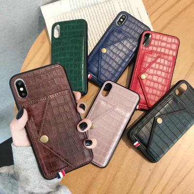 China Personalized Leather Pebbled Crocodile Cover Cell Phone Case For iPhone 7 x Phone Wallet Case Magnet for sale