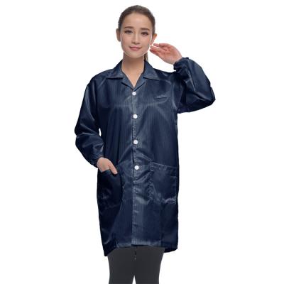 China Coverall Fabric ESD Anti-Static Dustproof Anti-Shrink Scientific White Lab Coat for sale