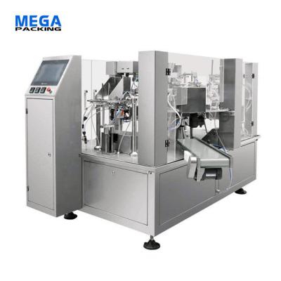 China MEGA High Quality Automatic Rotary Pouch Frozen Meat Balls Filling Sealing Packaging Machine Te koop