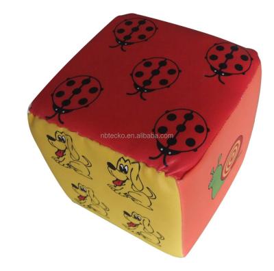 China Toy Soft Toy Custom Logo Foam Colorful Cube Printed Dies PVC Soft Cube With Sponge Inside for sale