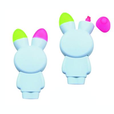 China Promotional Markers & Promotional Highlighters Markers & Beauty Bars 2 Colors Rabbit Shape Pen For Kids Highlighter Bar Pen For Kids for sale