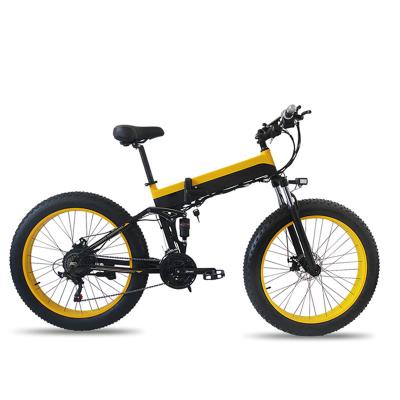 China Aluminum Alloy Powerful Folding Ebike 26 Inch Fat Tire Mountain E Bike 48v Electric Bicycle 500w 1000w Full Suspension for sale