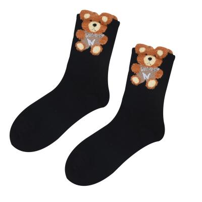 China Breathable princess style cute cartoon medium comfortable pure cotton plush socks female college style fashion socks for sale