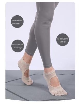 China Breathable anti-skid distributing 5 tiktok non-slip trend socks yoga toe dance socks pure color fitness socks for woman female for sale