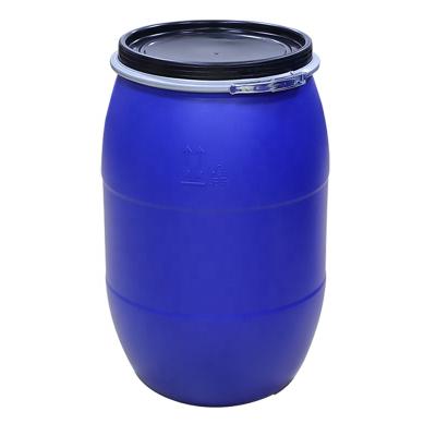 China Blue HDPE 160L Drum Plastic Container Strong Blow Molding Bucket 160 Liter/KGS Open Top With Iron Circle Ring for sale