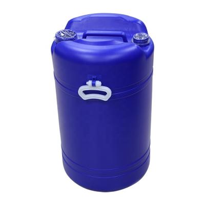 China 60L strong plastic drum with handle blue bucket high quality HDPE 60 liter plastic bar for chemicall for sale