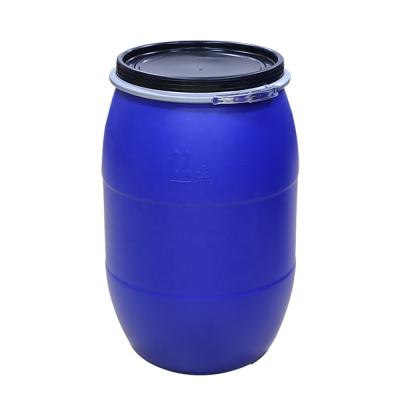 China HDPE 160L Strong Blue Drum Barrel 160 Liter/KGS Blow Mold Plastic Bucket Open Top With Iron Circle Ring for sale