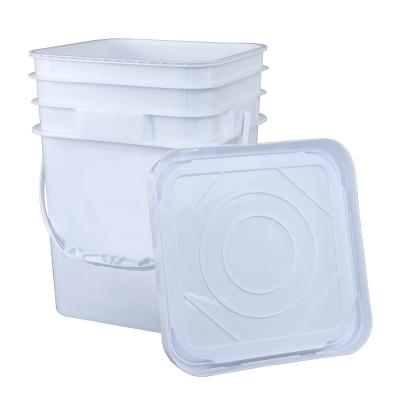 China Strong plastic bucket 1/1.5/2.5//3/3.5/5/8/10/20 L square pp rectangular paint bucket for chemical industrial for sale