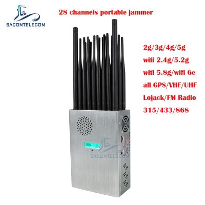 China 27 Antennas Portable Mobile Phone Signal Jammer 28w For Wifi GPS FM Radio for sale