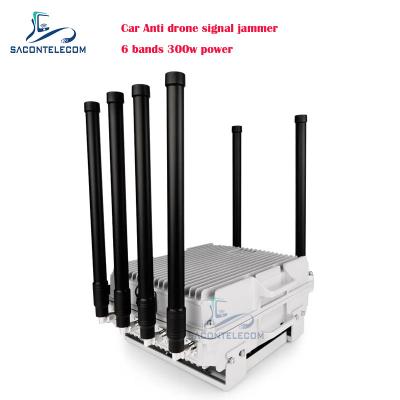 China 300w 6 kanalen Auto Anti Drone Signal Jammer UAV FPV Drone Jamming Blocking Defensievoertuig gemonteerd voor auto Te koop