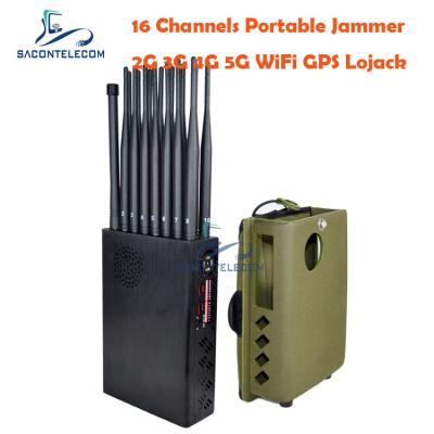 China 12000mAh 16w Mobile Phone Signal Blocker 20m WiFi GPS Jammer 2G 3G 4G 5G for sale