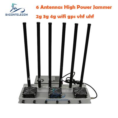 China 93w UHF LTE Hochleistungssignalstörgerät 2G 3G 4G WiFi GPS 6 Kanäle zu verkaufen