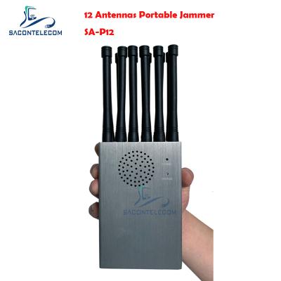 China 4G 5G GPS Lojack Portable Signal Jammer 12w 12 Bands Nylon Case 30m Radius for sale