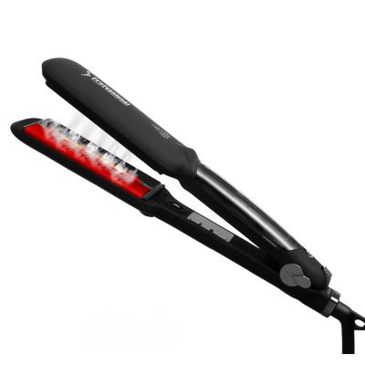 China Hotel Dual Voltage 2 Inches Wide Flatten Pro Hair Straightening Iron Vapor Hair Straightener Ceramic Steam Infrared Flat Iron for sale