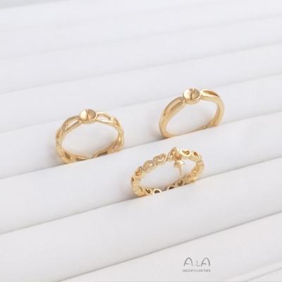 China Fashionable.Popular 14K Gold Color Retaining Ring Setting Lay Flat And Open Needle DIY Ring Jewelry Accessories for sale