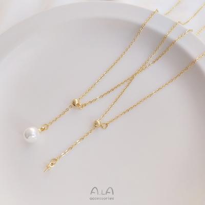 China Simple Fashionable.Popular Necklace Half Hole DIY Clavicle Chain Pendant Necklace Adjustable Hollow Bead Y-shaped Support Making Accessories for sale