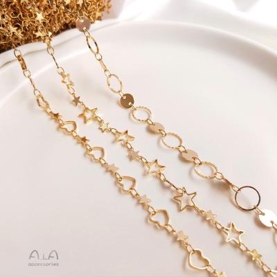 China Fashionable.Popular Making Star Pentagon Heart Circle Jewelry DIY Loose Chain Gold Filled Chain For Jewelry Making for sale