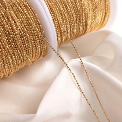 China Fashionable.Popular Necklace Extension Chain Copper Gold Plated 14k Gold Filled Bead Chains Bean Chain For Jewelry Making Color Preservation Diy Gold for sale