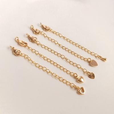 China Fashionable.Popular 14K Gold Plated Extension Tail Chain Lobster Clasp DIY Connector Extended Jewelry Making Color Retention Extension Chain for sale