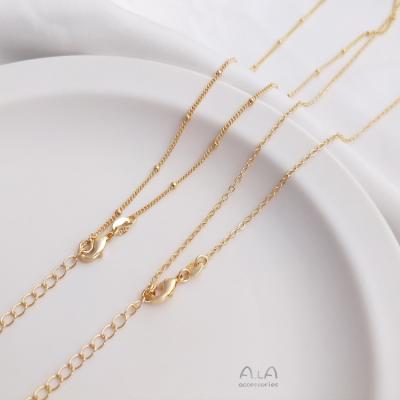 China Factory Wholesale 14k Gold Simple Necklace Sweater Necklace FASHIONABLE Spacer Chain With Water Droplet Extension Chains for sale